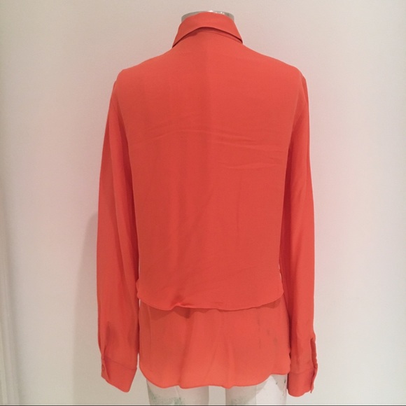 Theory 100% Silk Blouse - Salmon Pink - Picture 2 of 8